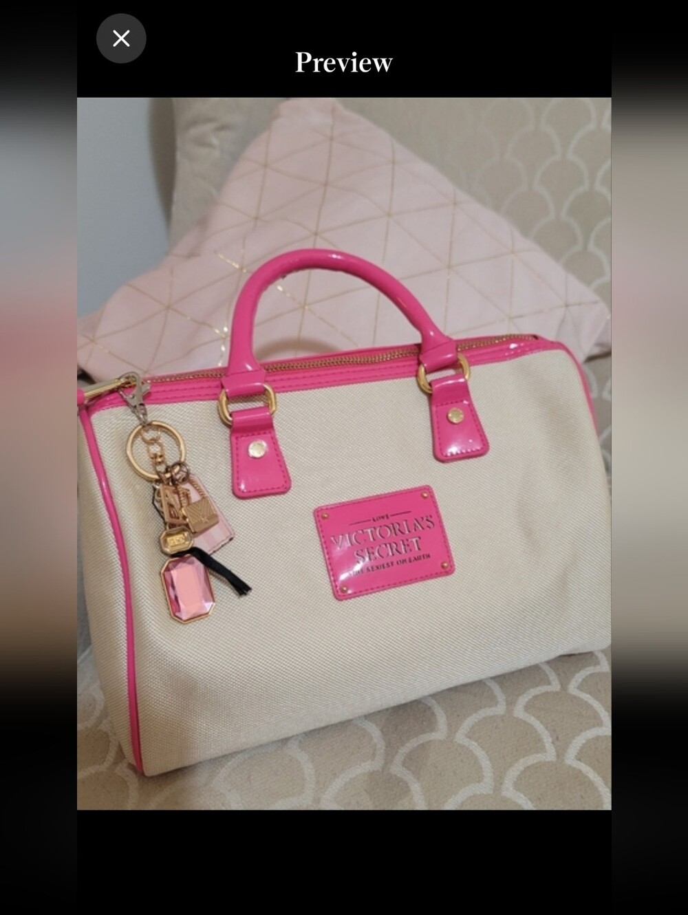 Beautiful Speedy Style Victorias Secret fun pink and smooth canvas style handbag